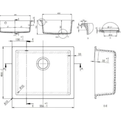 Keittiöallas Lavabo Jupiter 600, 550x460mm, komposiitti, musta, eri pohjaventtiilin värejä