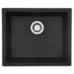 Keittiöallas Lavabo Jupiter 600, 550x460mm, komposiitti, musta, eri pohjaventtiilin värejä