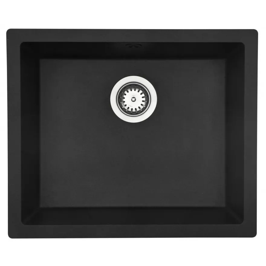 Keittiöallas Lavabo Jupiter 600, 550x460mm, komposiitti, musta, eri pohjaventtiilin värejä