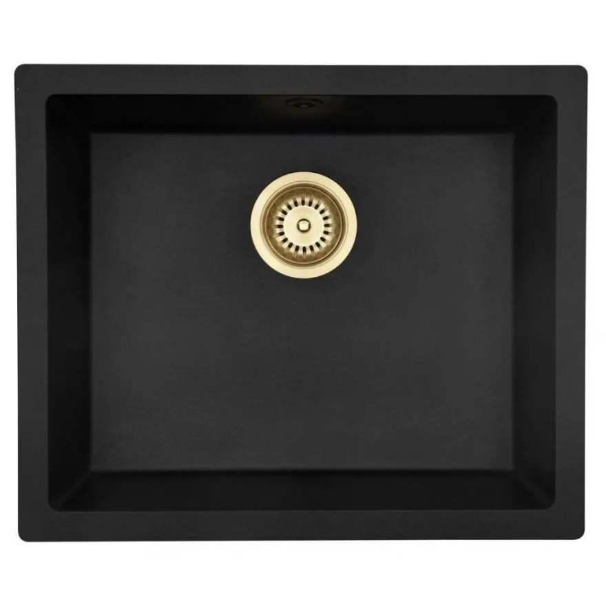 Keittiöallas Lavabo Jupiter 600, 550x460mm, komposiitti, musta, eri pohjaventtiilin värejä