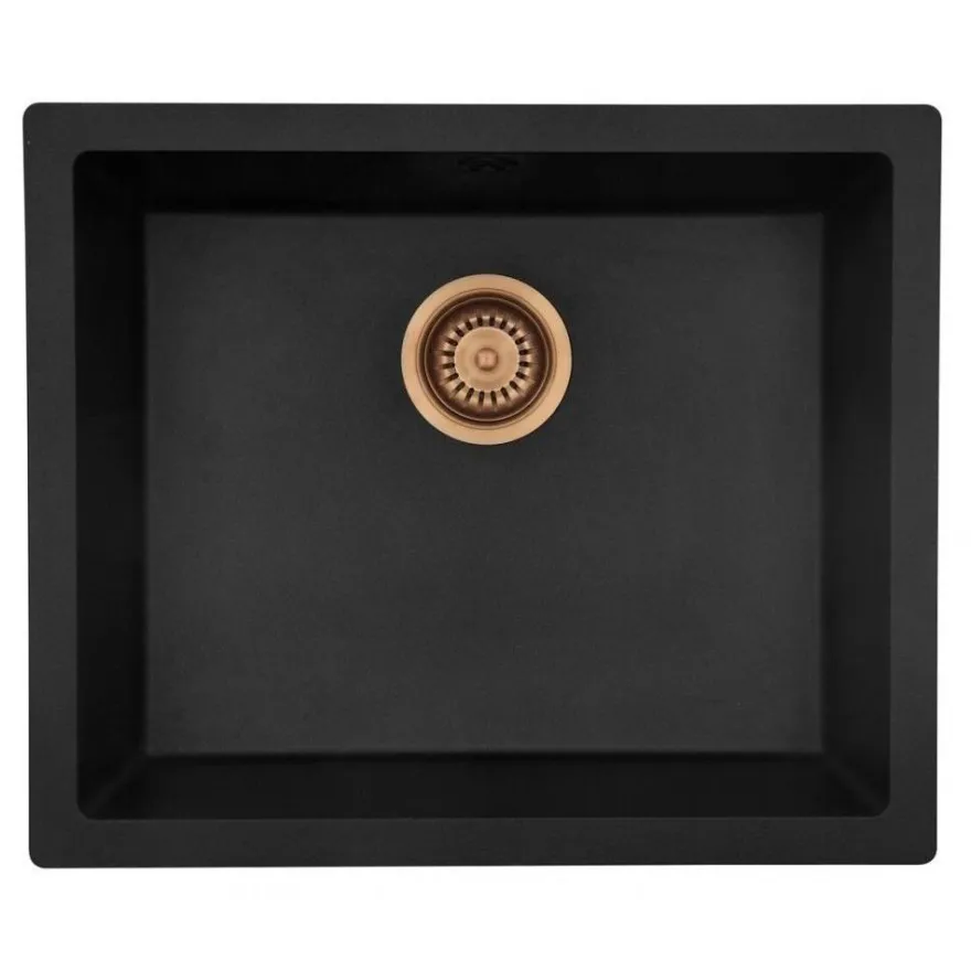 Keittiöallas Lavabo Jupiter 600, 550x460mm, komposiitti, musta, eri pohjaventtiilin värejä
