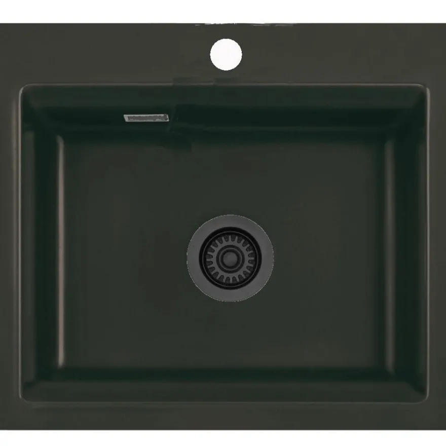 Keittiöallas Lavabo Kara 57, 575x510mm, keramiikka, mattamusta, eri pohjaventtiilin värejä