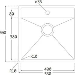 Keittiöallas Lavabo Kubus 520 Soft, 530x500mm, ruostumaton teräs
