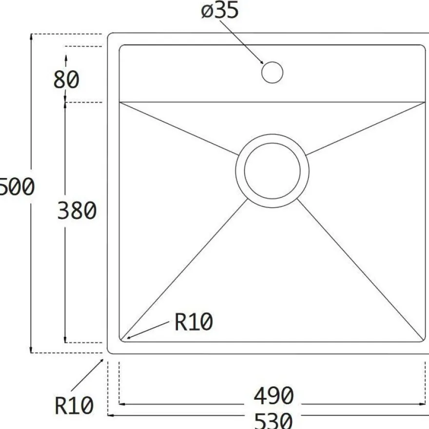 Keittiöallas Lavabo Kubus 520 Soft, 530x500mm, ruostumaton teräs