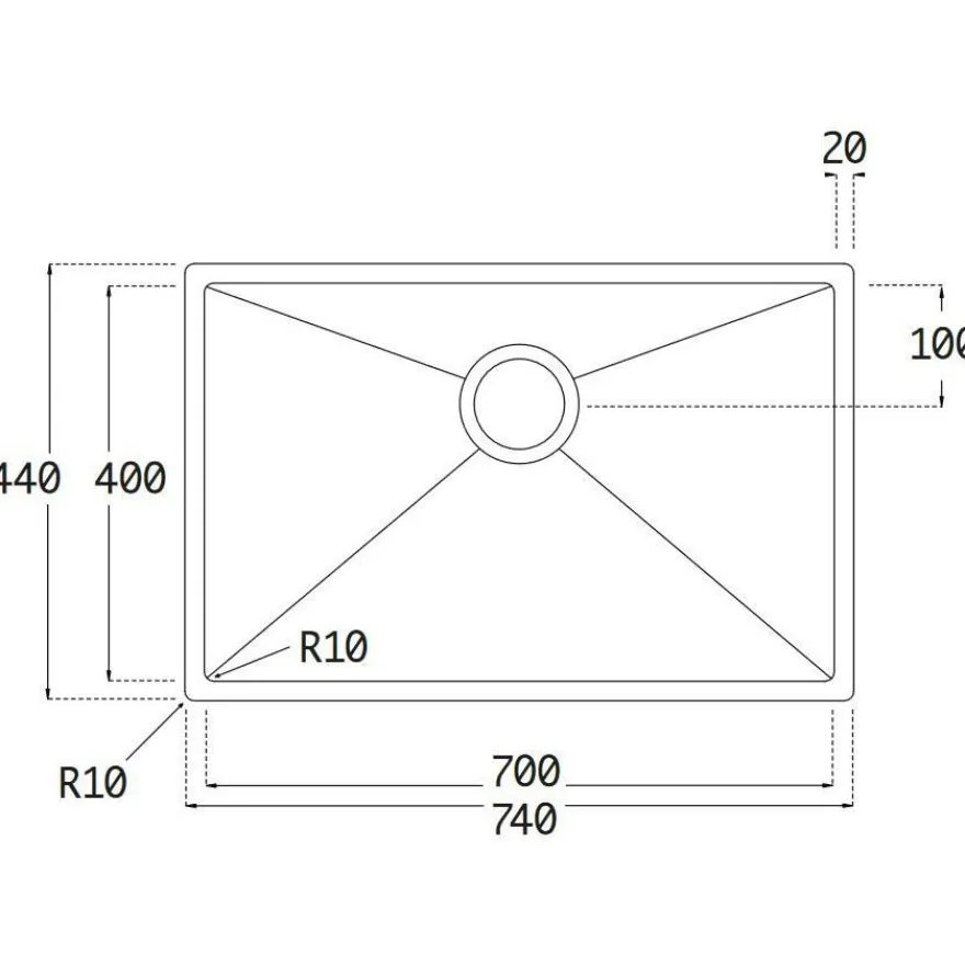 Keittiöallas Lavabo Kubus 700 Soft, 700x400mm, ruostumaton teräs