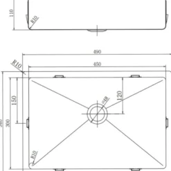Keittiöallas Lavabo Low, 450x340 mm, massiivimessinki