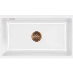 Keittiöallas Lavabo Mera 80 U, 776x441mm, keramiikka, valkoinen, eri pohjaventtiilin värejä