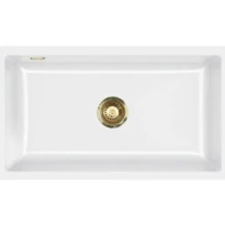 Keittiöallas Lavabo Mera 80 U, 776x441mm, keramiikka, valkoinen, eri pohjaventtiilin värejä