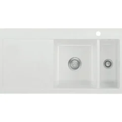 Keittiöallas Lavabo Mera 100 1½, 1000x510mm, oikea, keramiikka, valkoinen/kromi