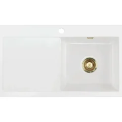 Keittiöallas Lavabo Mera 90, 900x510mm, oikea, keramiikka, valkoinen/messinki