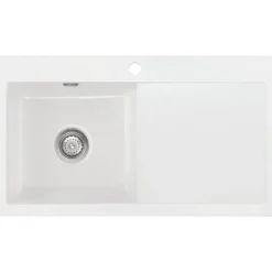 Keittiöallas Lavabo Mera 90, 900x510mm, vasen, keramiikka, valkoinen/kromi