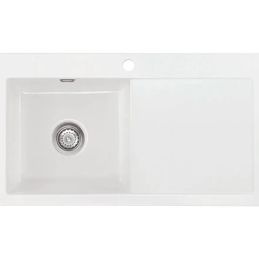 Keittiöallas Lavabo Mera 90, 900x510mm, vasen, keramiikka, valkoinen/kromi