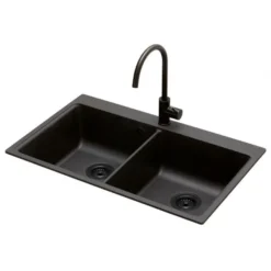 Keittiöallas Lavabo Saturn 86, 860x510mm, komposiitti, musta, eri pohjaventtiilin värejä