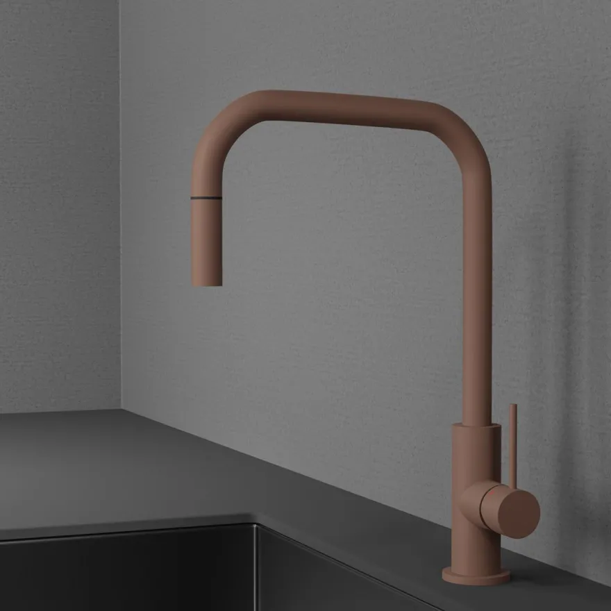 Keittiöhana Scandtap Steel Accent Square Rust, ulosvedettävä juoksuputki, ruskea
