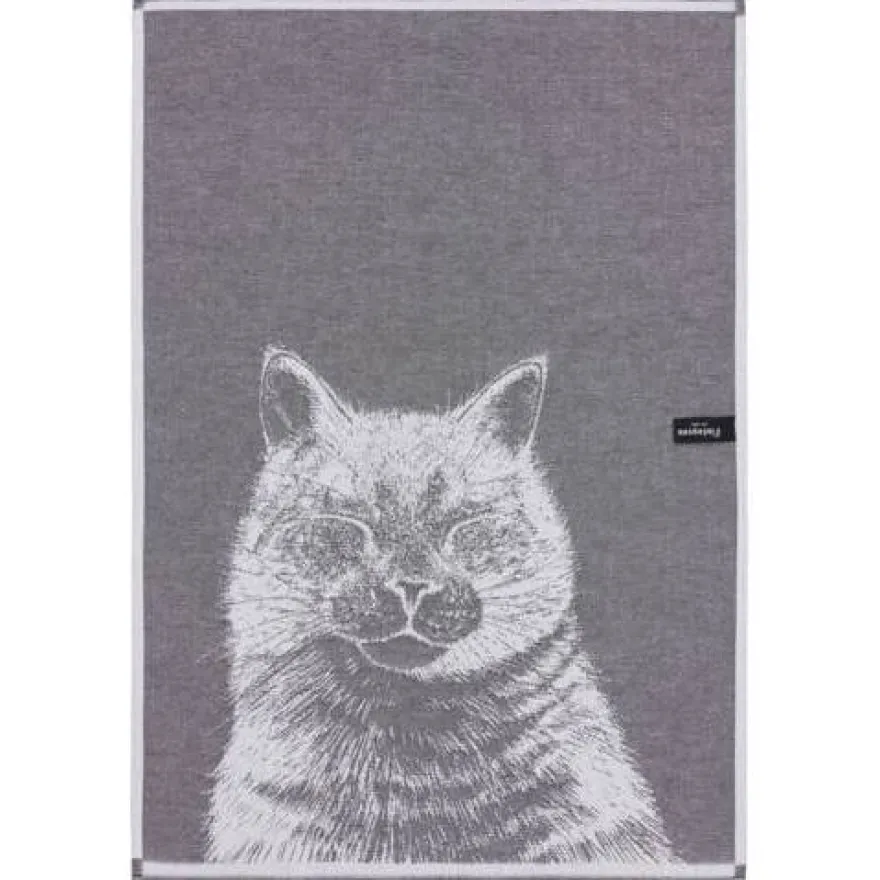 Keittiöpyyhe Finlayson Kissa 50x70cm musta/valkoinen 2kpl/pkt