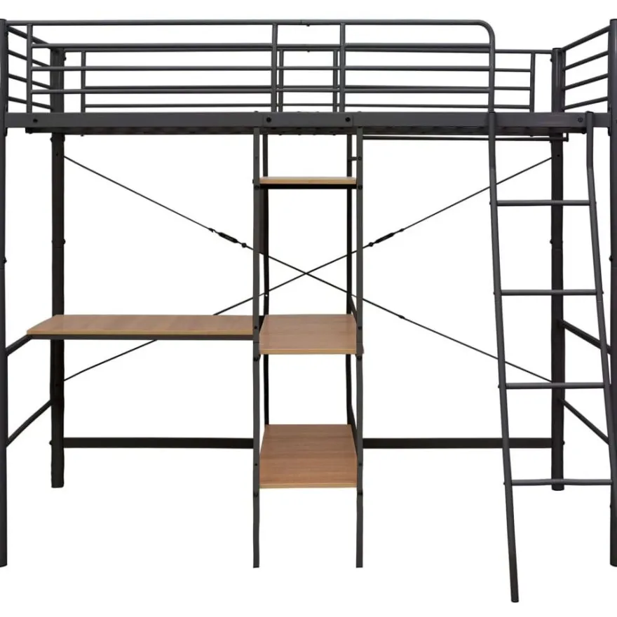 Kerrossänky pöydän rungolla harmaa metalli 90x200 cm