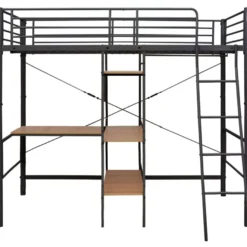 Kerrossänky pöydän rungolla musta metalli 90x200 cm