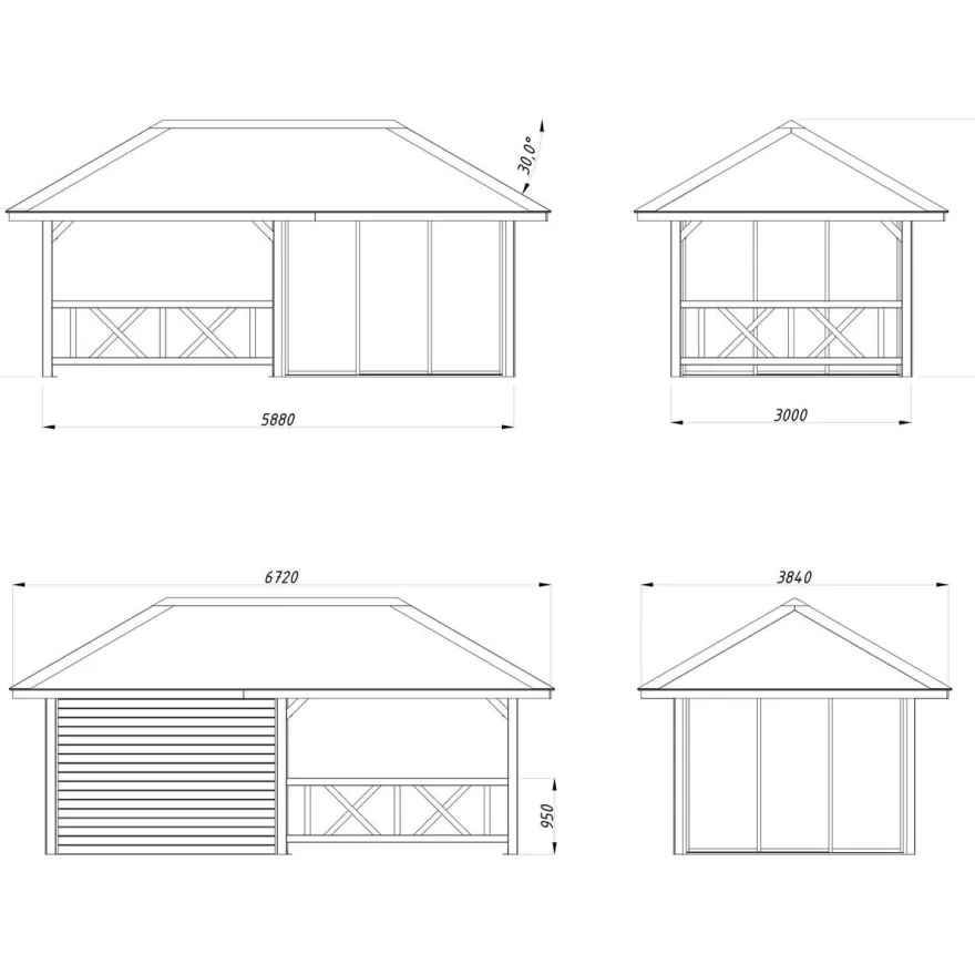 Kesähuone Palmako Bianca Set 204, sis.liukuovet 16,6 m²