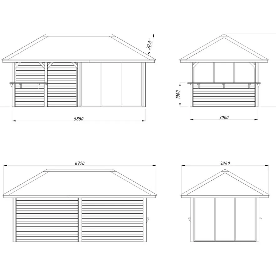 Kesähuone Palmako Bianca Set 208, sis.liukuovet 16,6 m²