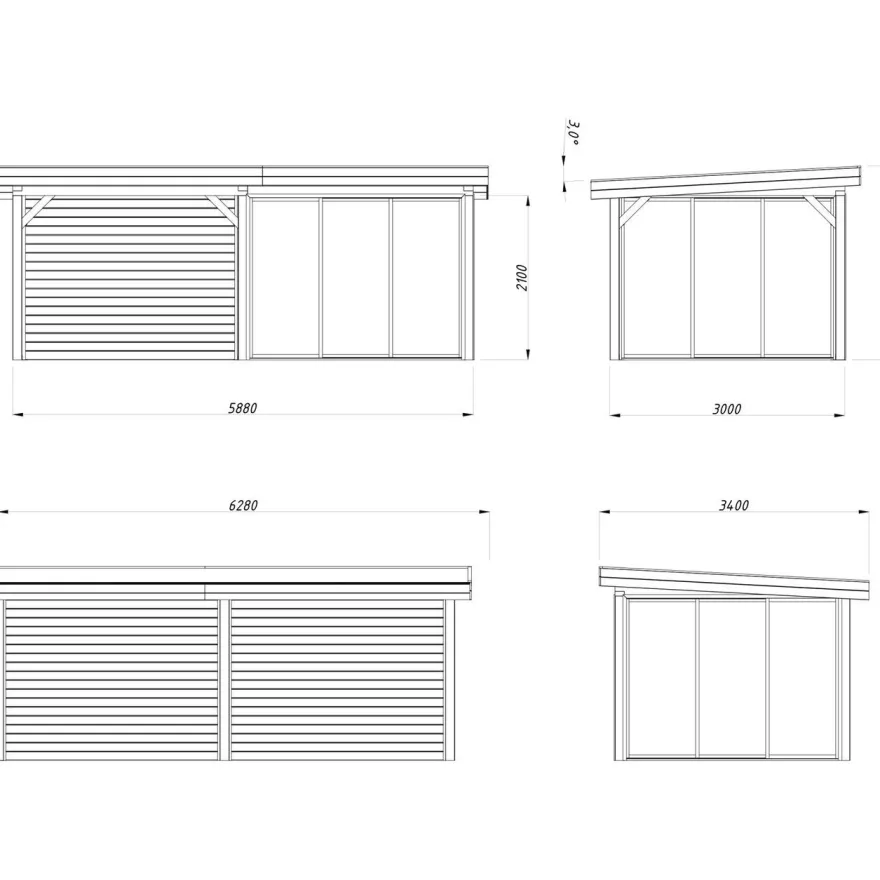 Kesähuone Palmako Lenna Set 406, sis.liukuovet 16,6 m²