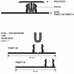 Kiinnitysinsertti t-listalle Progress Profiles Procover, 2,7m, kumi