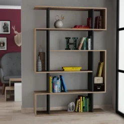 Kirjahylly Linento Furniture Mito, antrasiitti/ruskea
