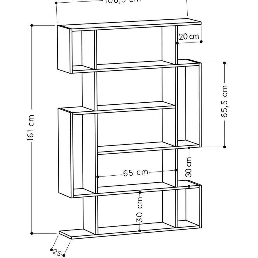 Kirjahylly Linento Furniture Mito, antrasiitti/ruskea