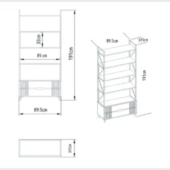 Kirjahylly Linento Furniture Frida, valkoinen