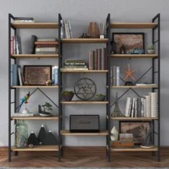 Kirjahylly Linento Furniture HC107 - 2552 saksanpähkinä/musta