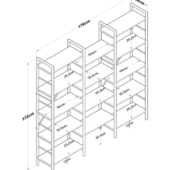 Kirjahylly Linento Furniture HC107 - 2552 saksanpähkinä/musta