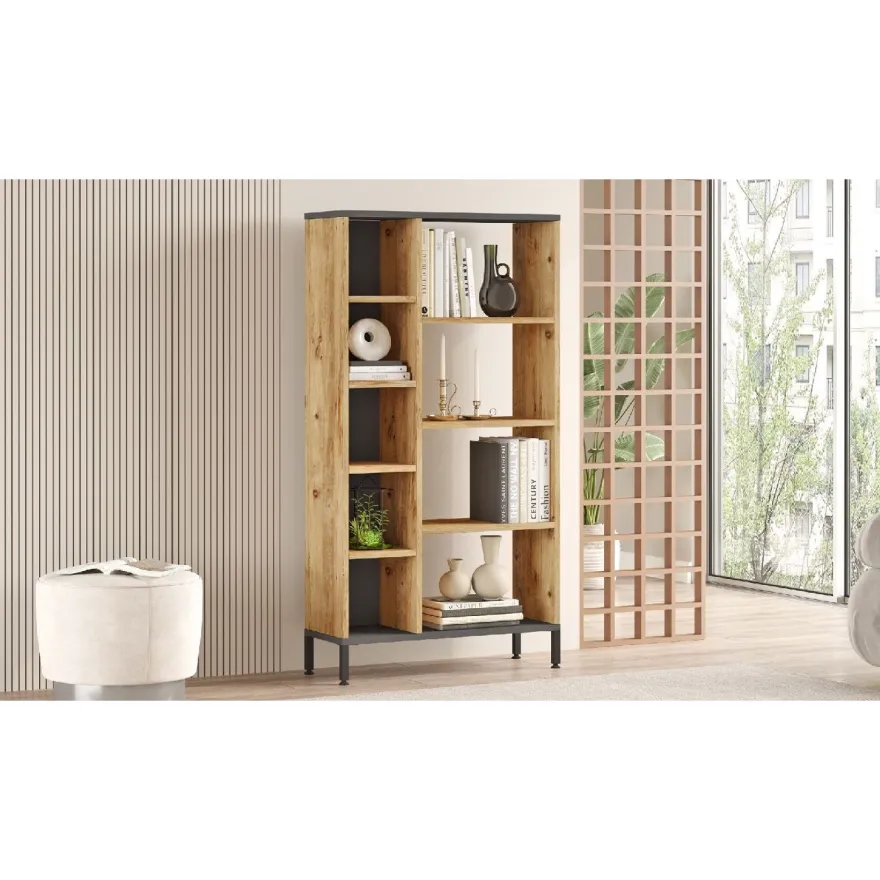 Kirjahylly Linento Furniture RL3-AA Atlantic Pine/antrasiitti