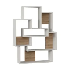 Kirjahylly Linento Furniture Barce, valkoinen/tammi