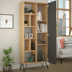 Kirjahylly Linento Furniture Jedda, ruskea/harmaa
