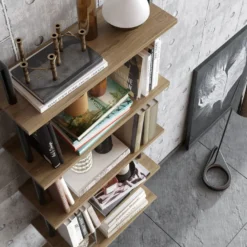Kirjahylly Linento Furniture Paula, ruskea/musta
