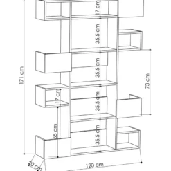 Kirjahylly Linento Furniture Niho, harmaa/keltainen
