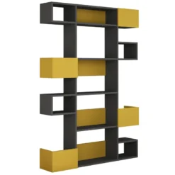 Kirjahylly Linento Furniture Niho, harmaa/keltainen