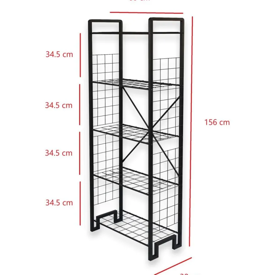 Kirjahylly Linento Furniture Kane, 60x156cm, musta