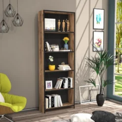 Kirjahylly Linento Furniture Mira 5 Rafli, ruskea/musta