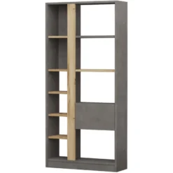 Kirjahylly Linento Furniture LV21, tammi/hopeanharmaa