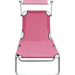Kokoontaitettava aurinkotuoli katoksella pinkki alumiini