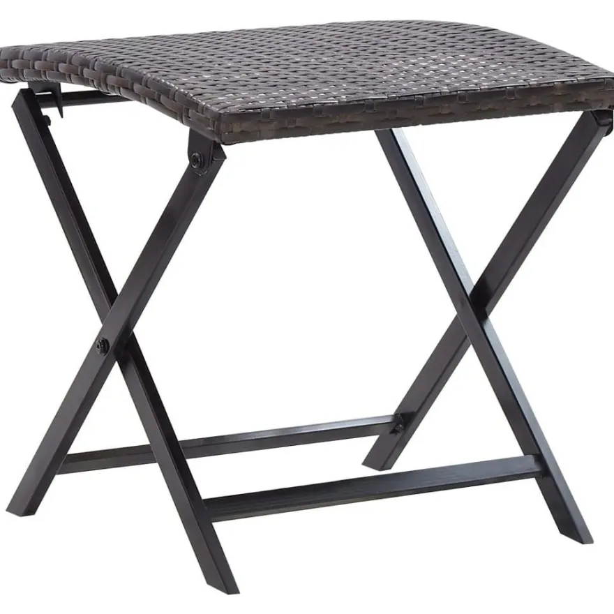 Kokoontaitettava jakkara, polyrottinki, ruskea