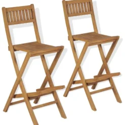 Kokoontaitettavat baarijakkarat 2 kpl, 114x39.5x61 cm, tiikki