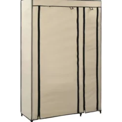 Kokoontaitettava vaatekaappi kerma 110cm, kangas