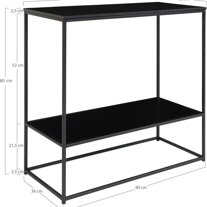Konsolipöytä House Nordic Vita, 2 hyllyllä, 80x36x80cm