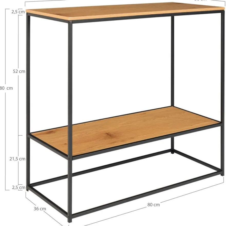 Konsolipöytä House Nordic Vita, 2 hyllyllä, 80x36x80cm