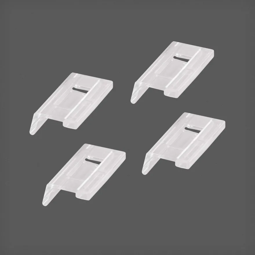 Korinpysäytin Meshkoreille Elfa Classic 50x26x10mm, 4 kpl läpikuultava