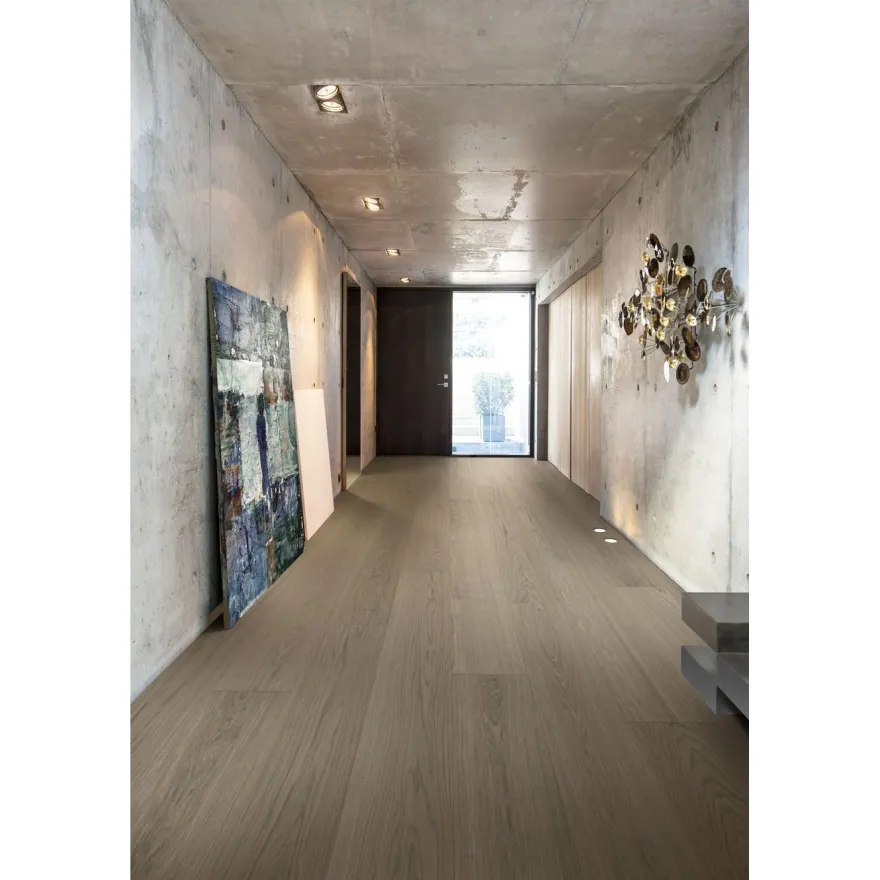 Kovetettu puulattia Bjelin Tammi Haradal 3.0 Mineral Grey, harjattu, mattalakattu, eri kokoja