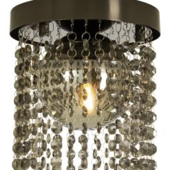 Kristalliplafondi Aneta Lighting Claudia, Ø20cm, IP23, musta/savulasi