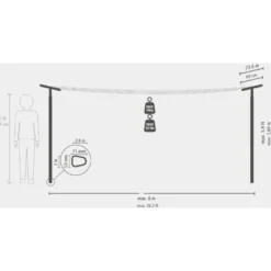 Kuivausteline tolpilla, 50M Brabantia HangOut, mineraalimusta