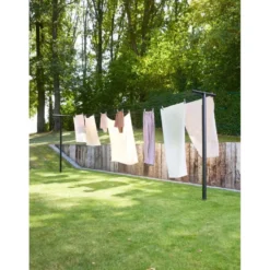 Kuivausteline tolpilla, 50M Brabantia HangOut, mineraalimusta